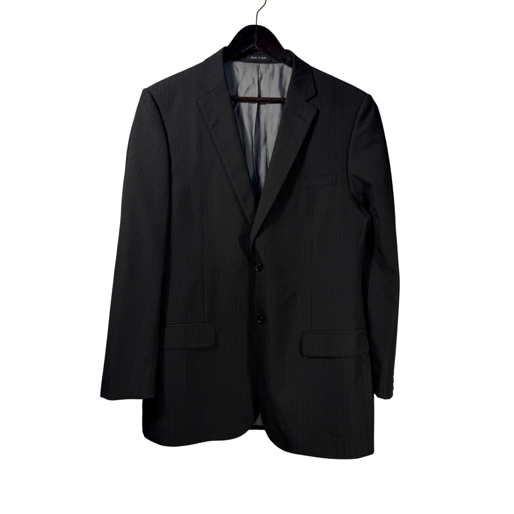 Tiglio Luxe Blazer 42L‎ Super 150s Wool Italy Black  Pinstripe Mens Sport Jacket